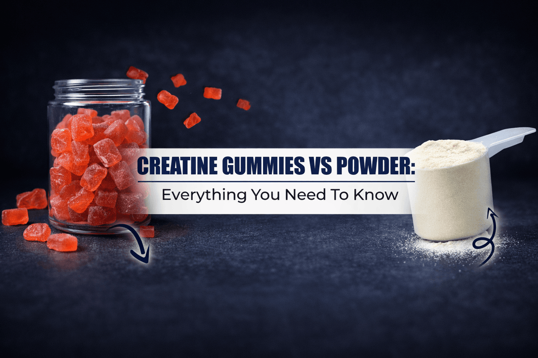 creatine gummies and creatine monohydrate powder supplements for performance and strength.