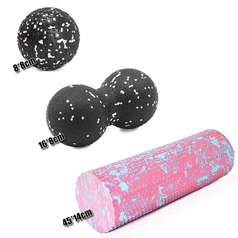 Pink foam roller with massage balls for deep tissue massage and mobility work