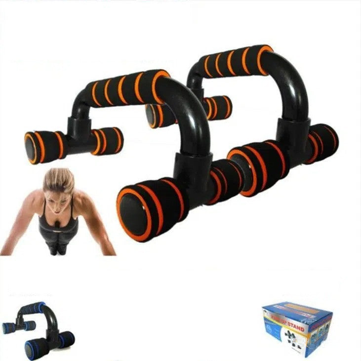 Brown push up bars for chest with foam grips and stable base for chest and triceps workouts