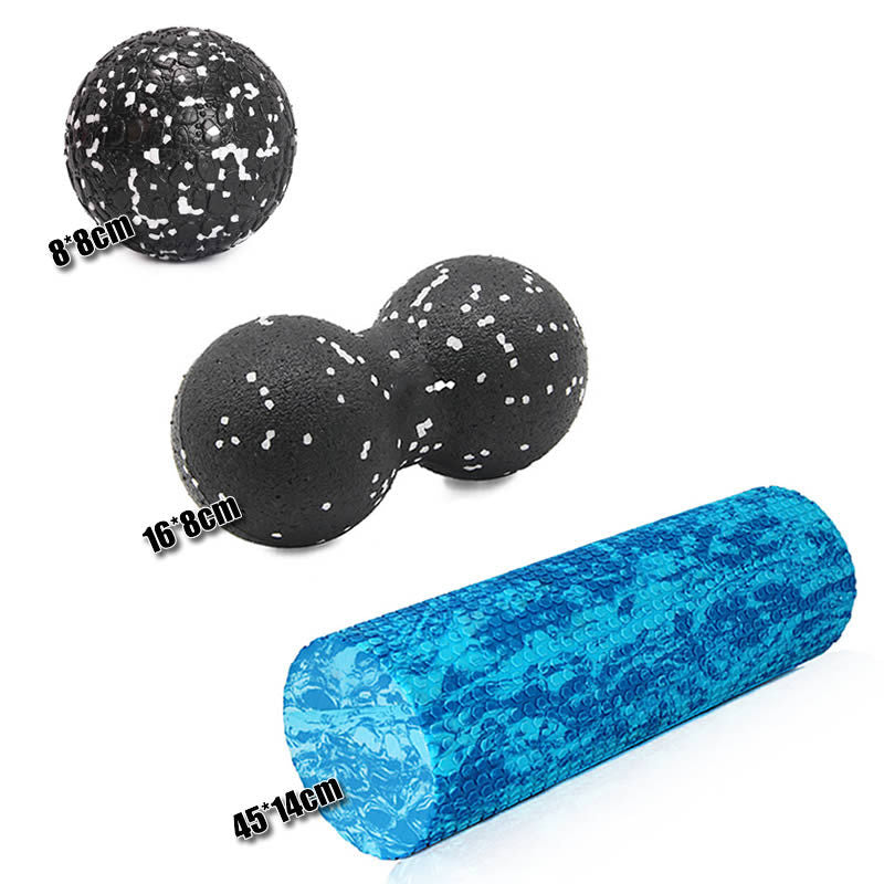 Foam roller set with massage balls and carry bag for full body recovery