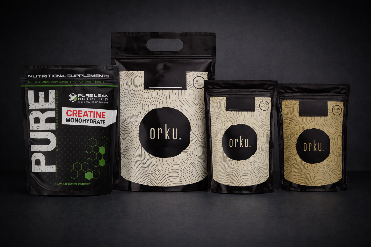 Natural Supplements including creatine, whey proteins, ashwagandha and natural caffeine sources.