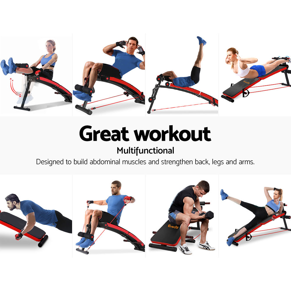 adjustable weight bench Everfit workout exercise chart and positions