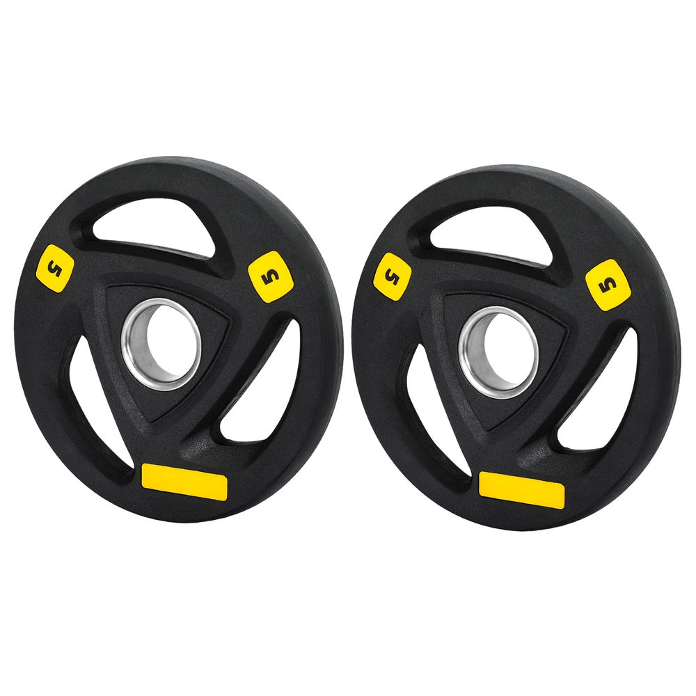 Everfit 5kg Olympic weight plates pair black barbell plates home gym