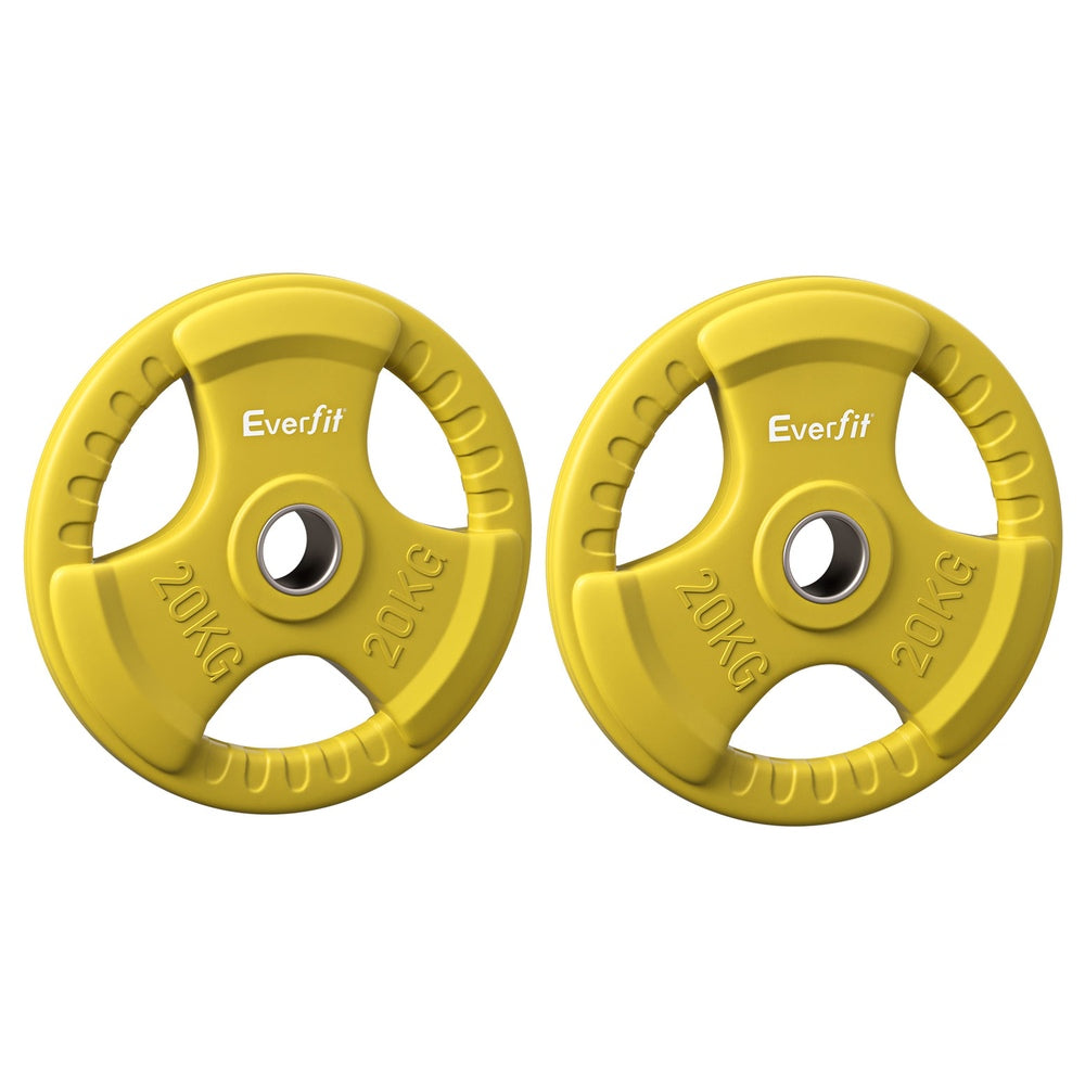 olympic weight plates yellow 20kg set for barbell training and home gym use