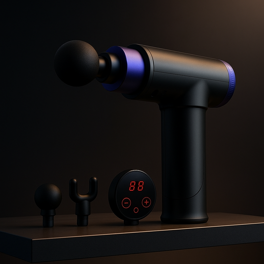Deep tissue massage gun with multiple attachment heads for muscle recovery and pain relief