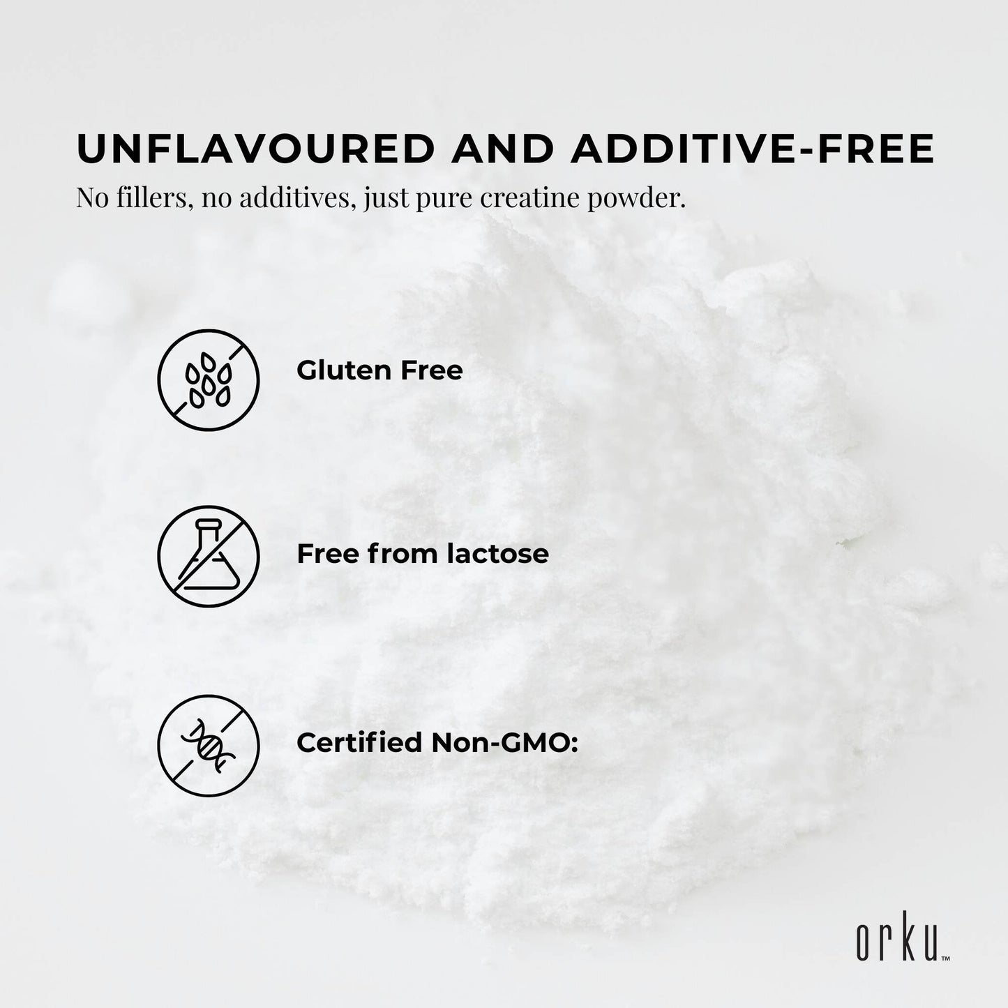 creatine monohydrate powder Orku 400g benefits chart for strength recovery and daily use
