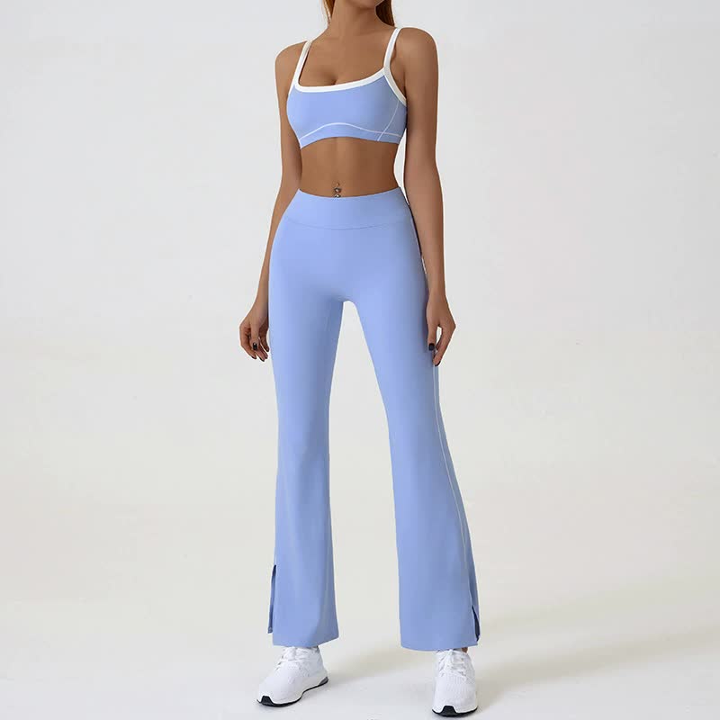 blue activewear set with leggings and sports bra breathable gym wear size S