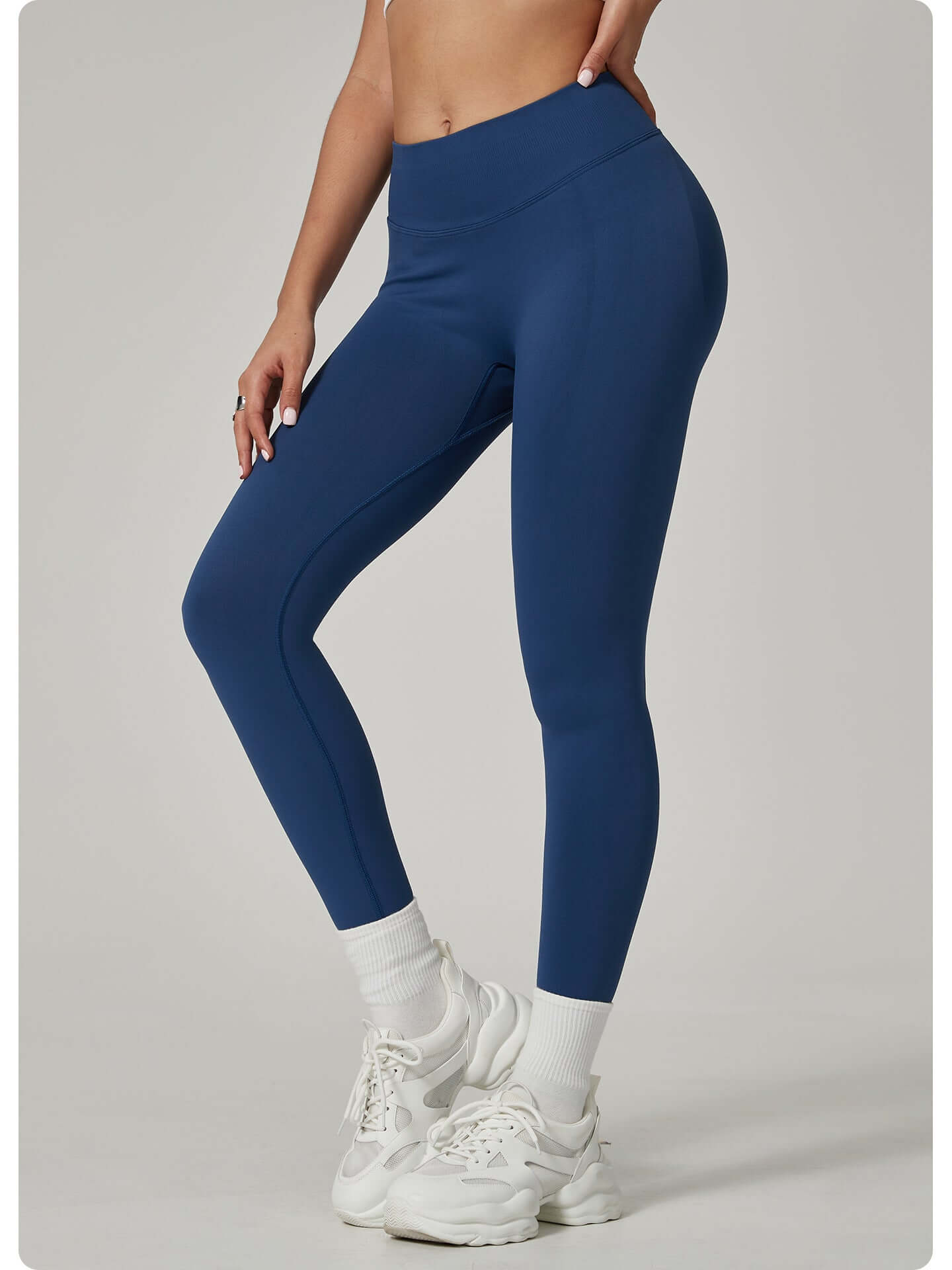 yoga pants women dark blue high waisted butt lift leggings size S back view