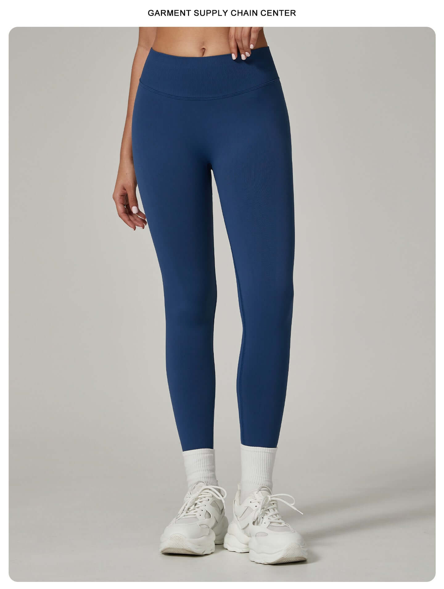 yoga pants women dark blue high waisted butt lift leggings size M front view