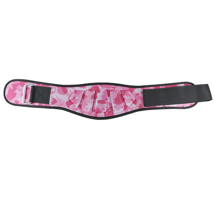 pink camouflage gym weightlifting belt for strength training and lower back support