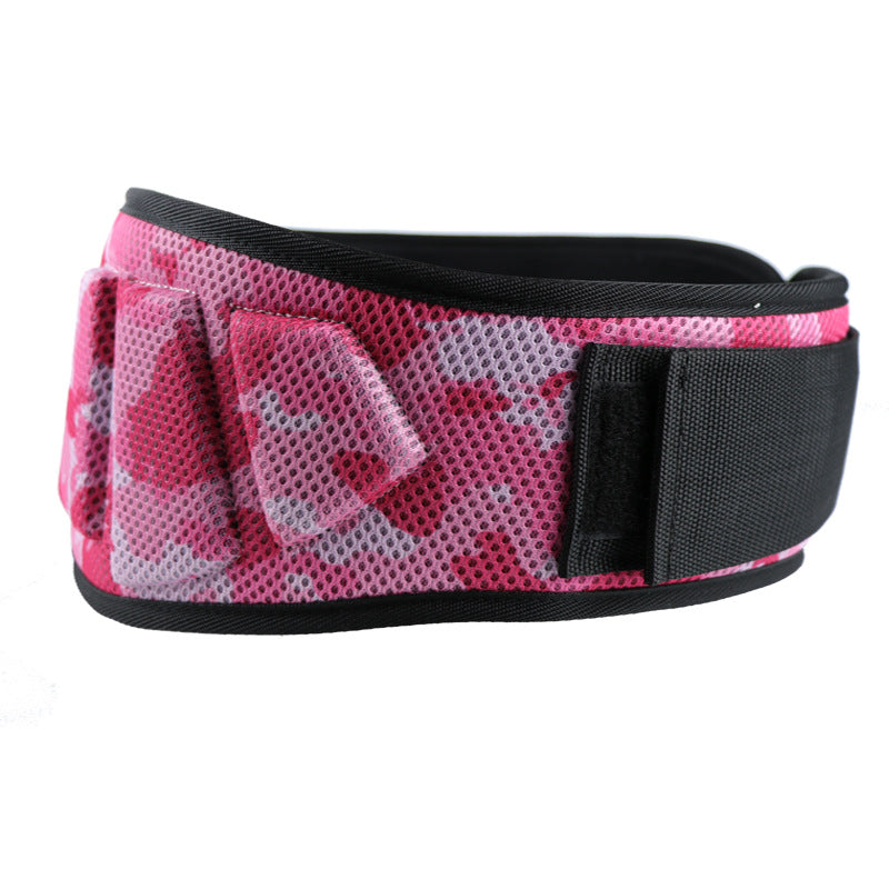 pink camo gym weightlifting belt for squats deadlifts and lumbar support